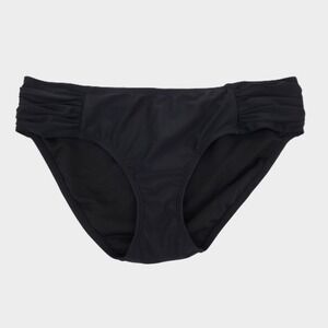 Ocean Blues Bikini Swim Bottom Small Black Ruched Side Mid Rise Brief Lined New
